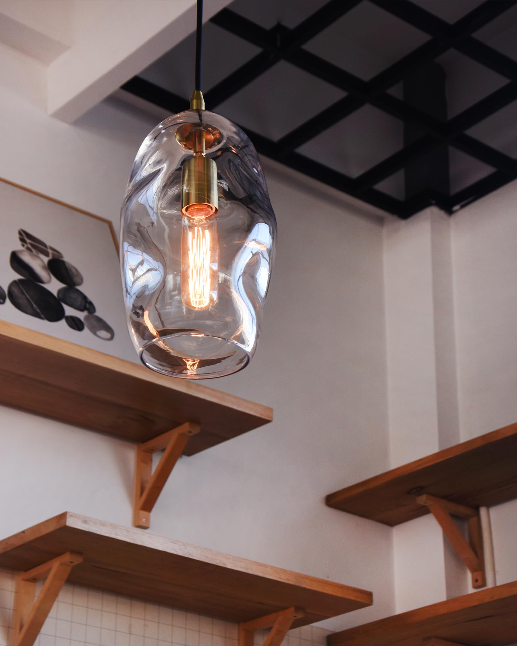 Casamotion Blown Art Glass Pendant Light 12in Gold Kit